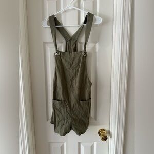 Olive Green Overalls with Pockets